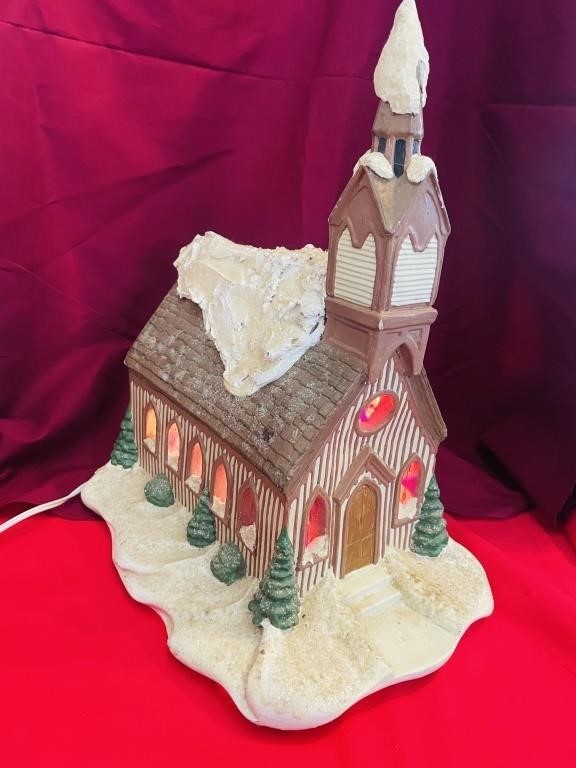 Vintage Light up Church - 16 inches tall