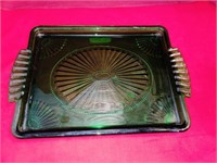 Vintage Emerald Green Glass Tray