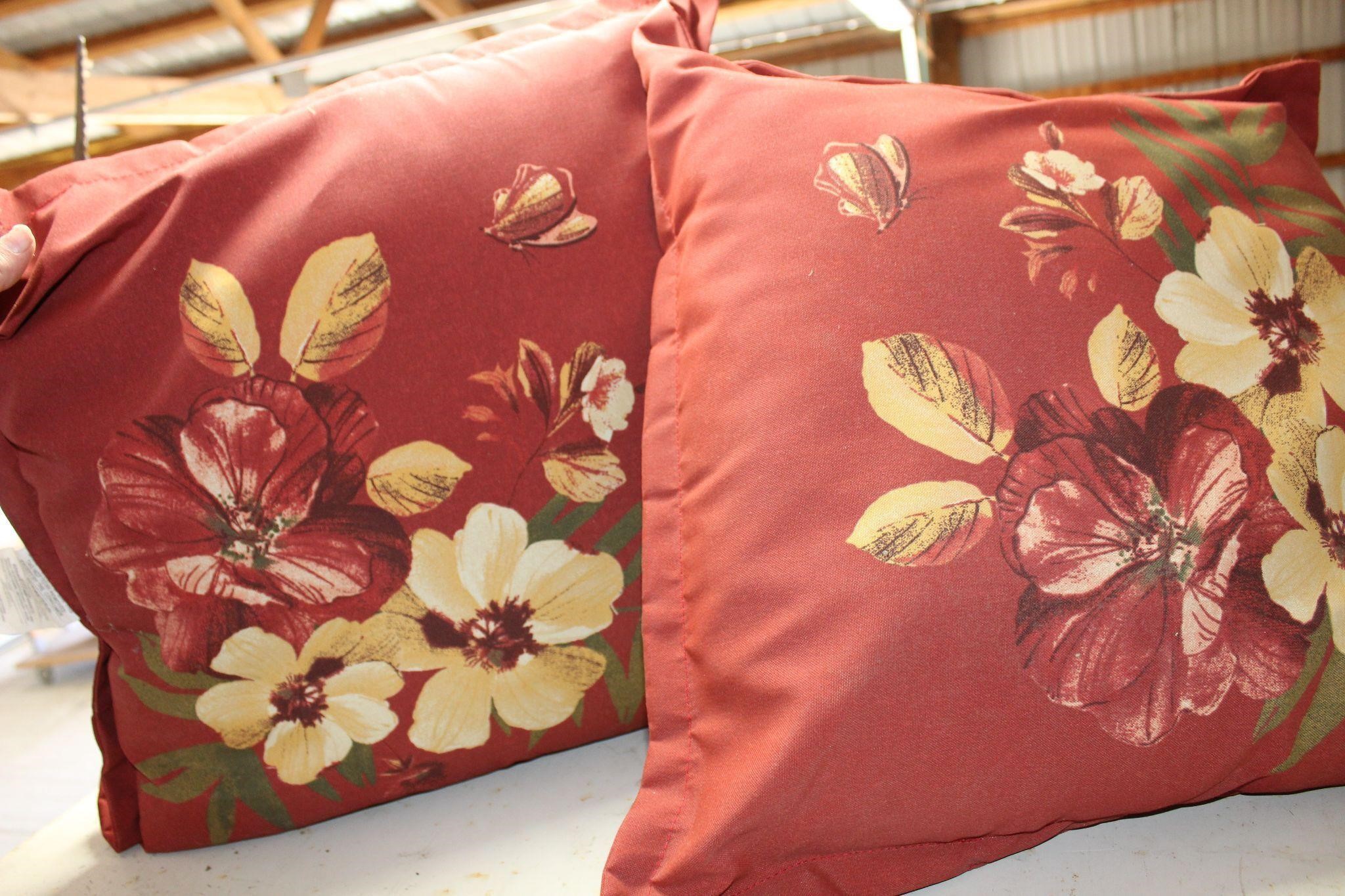 Two Red Patio Pillows