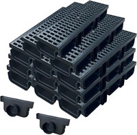 HDPE Trench Drain 12Pk, 19.7x5.5x3.7, Black