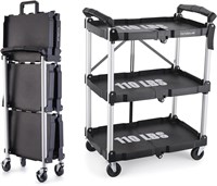 Folding Cart 3 Tier, 330 LBS Capacity, Black