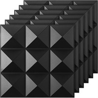 3D PVC Wall Panels 12x12 In - Matte Black