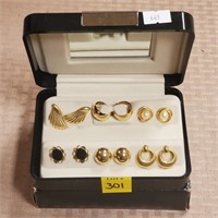 Small Black Jewerly Box w/ Costume Earrings