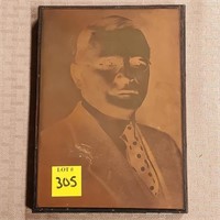 Antique Copper Photogravure Plate of Man
