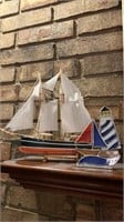 Wood sailboat, candle light sailboat and