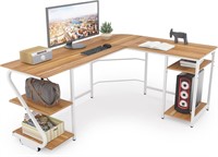 L-Shaped Desk with Storage  Walnut