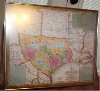 FRAMED NEW MAP OF TEXAS