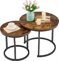 Hoctieon Nesting Tables Set of 2  Rustic Brown
