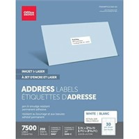 Office Depot Labels  1x2.63in.  7 500 Box