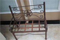 CHILD'S METAL BENCH WITH STAR DECOR IN THE BACK