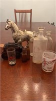 Stagecoach avon cologne, pot metal horse, Las