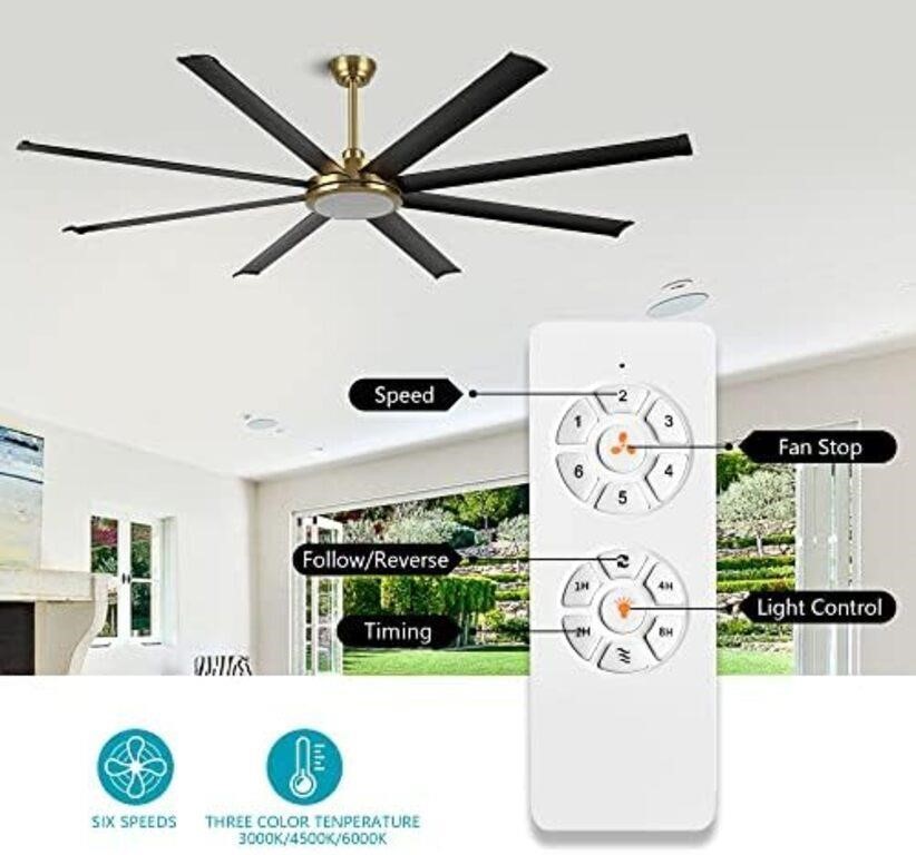 WINGBO 64" Ceiling Fan with Lights and Remote Con