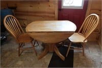 3 Piece Table & Chairs, Folding Sides, All Wood
