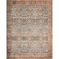 Layla 9X12ft Ocean/Rust Polyester Rug