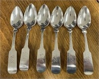 6 English Coin Silver Spoons