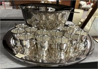 Gorham Silver Plate Punch Bowl Set