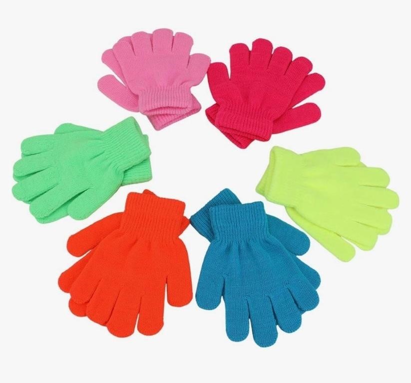 QKURT 6Pairs Kid's Knit Winter Gloves