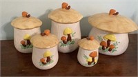 Vintage  handmade mushroom canister set, large