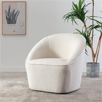 Swivel Curved Back Accent Chair â€" Cozy Boucle