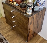 4 Drawer Wooden Chest of Drawers w/ White Pulls