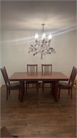 Mission style wood dining table and 4 chairs,