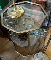 Octagonal Metal Framed Side/End Table w/ Glass Top