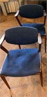 2pc Blue Fabric Mid-Century Modern Chairs