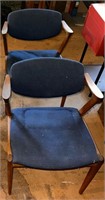 2pc Blue Fabric Mid-Century Modern Chairs