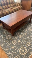 Mission style wood coffee table with drawer and