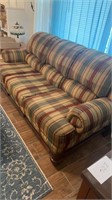 Broyhill plaid couch, wood bottom, nice