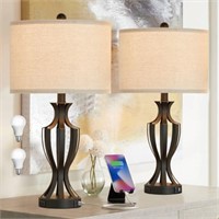 KAWOTI Modern Bedside Table Lamp Set of 2, 3-Way