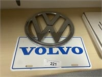 VW EMBLEMM AND VOLVO PLATE