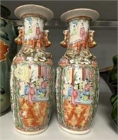 Pair of Porcelain Chinese Hand Painted Urns