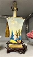 Antique Hand Painted Porcelain Vase Lamp