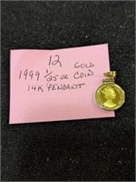 1999 Gibraltar Gold Coin in 14K Pendant