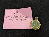 1998 Platinum Coin in 14K Pendant
