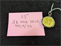 999.9 Chinese Gold Coin on Sterling Chain