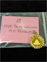 1998 Chinese Gold Coin in 14K Pendant