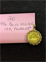 1996 Chinese Gold Coin in 14K Pendant