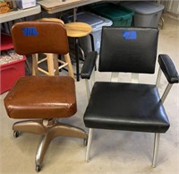 Rolling chair and armed leather chair