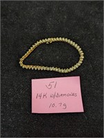 14K Gold 10.7g Diamond Bracelet