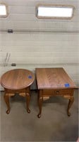 Matching wood side tables 
Oval 25”x21.5”x23.25”