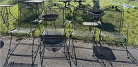 Four Wrought Iron Patio/Weathered Arm Chairs