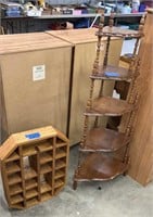 5 tiered wood shelf and knick knack shelf