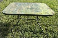 Modern Metal and Glass Top Patio/Outdoor Table