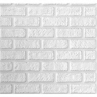 Off-White Faux Brick 3D Wall Panel, Peel And