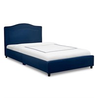 Upholstered Twin Bed, Navy Blue