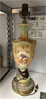 Antique Hand Painted English Porcelain Vase Lamp