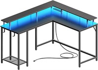 SUPERJARE L Shaped Gaming Desk with Power Outlets