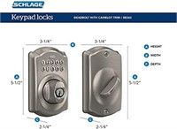 Schlage BE365 CAM Camelot Keypad Deadbolt, Bright